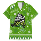 custom-raiders-rugby-family-matching-off-shoulder-short-dress-and-hawaiian-shirt-the-mighty-green-machine-2023-christmas-vibe