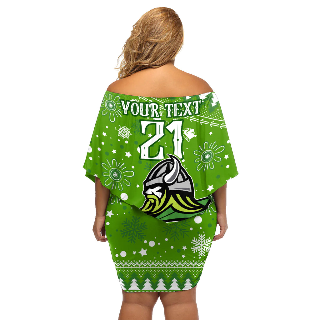 custom-raiders-rugby-family-matching-off-shoulder-short-dress-and-hawaiian-shirt-the-mighty-green-machine-2023-christmas-vibe
