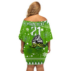 custom-raiders-rugby-family-matching-off-shoulder-short-dress-and-hawaiian-shirt-the-mighty-green-machine-2023-christmas-vibe