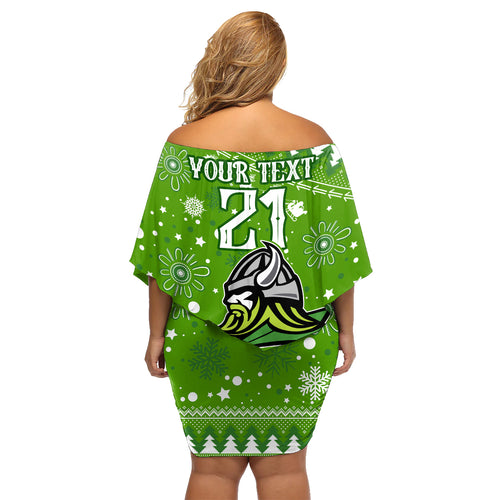 custom-raiders-rugby-family-matching-off-shoulder-short-dress-and-hawaiian-shirt-the-mighty-green-machine-2023-christmas-vibe