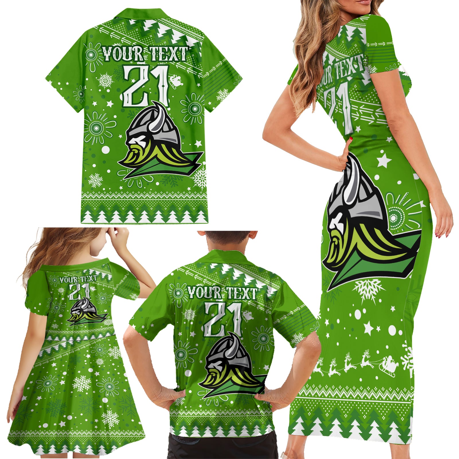 custom-raiders-rugby-family-matching-short-sleeve-bodycon-dress-and-hawaiian-shirt-the-mighty-green-machine-2023-christmas-vibe