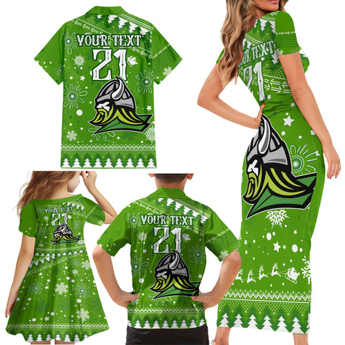 custom-raiders-rugby-family-matching-short-sleeve-bodycon-dress-and-hawaiian-shirt-the-mighty-green-machine-2023-christmas-vibe