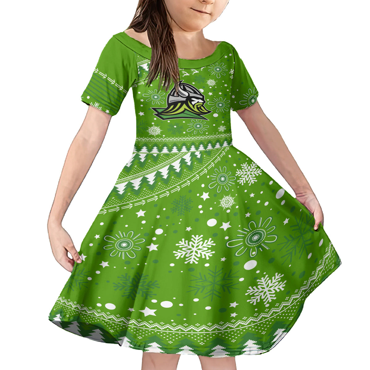 custom-raiders-rugby-kid-short-sleeve-dress-the-mighty-green-machine-2023-christmas-vibe
