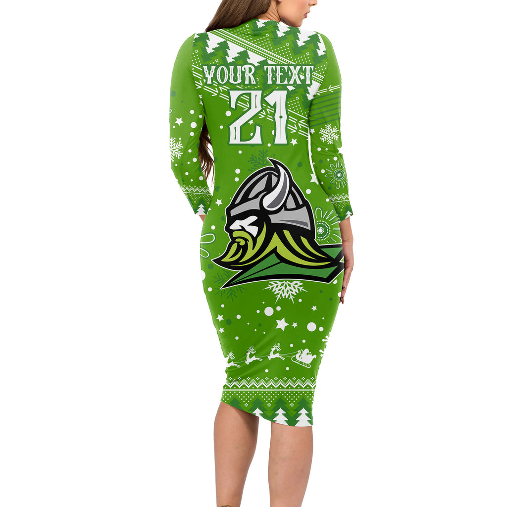 custom-raiders-rugby-long-sleeve-bodycon-dress-the-mighty-green-machine-2023-christmas-vibe