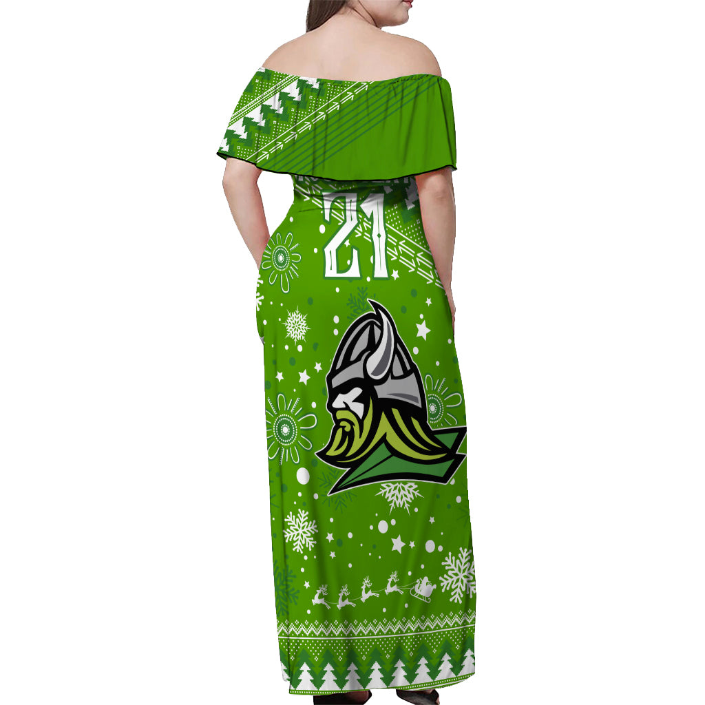 custom-raiders-rugby-off-shoulder-maxi-dress-the-mighty-green-machine-2023-christmas-vibe
