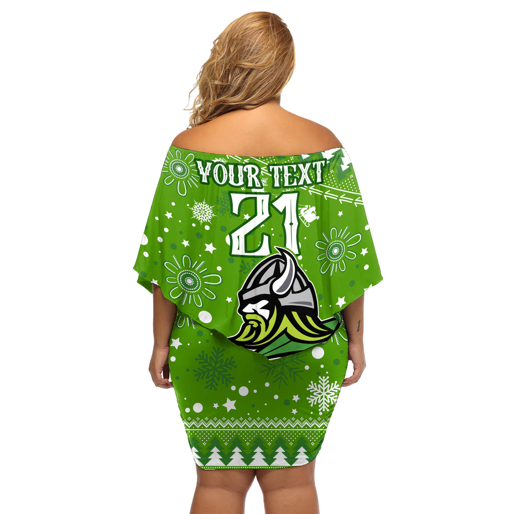 custom-raiders-rugby-off-shoulder-short-dress-the-mighty-green-machine-2023-christmas-vibe