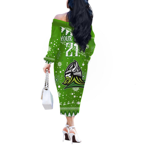 custom-raiders-rugby-off-the-shoulder-long-sleeve-dress-the-mighty-green-machine-2023-christmas-vibe