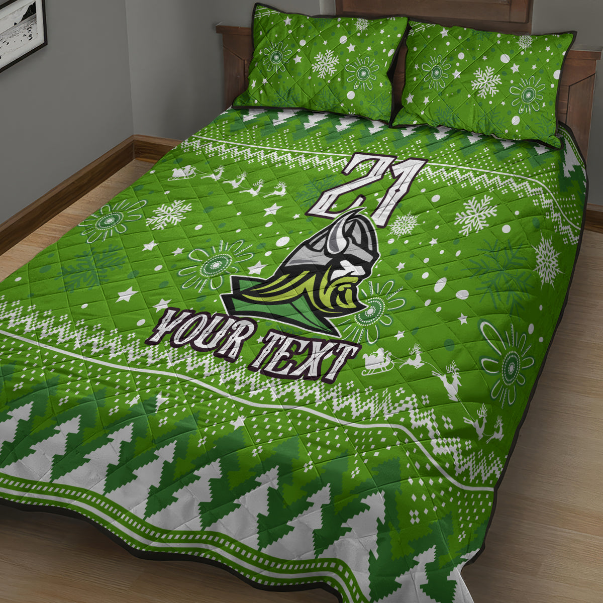 custom-raiders-rugby-quilt-bed-set-the-mighty-green-machine-2023-christmas-vibe