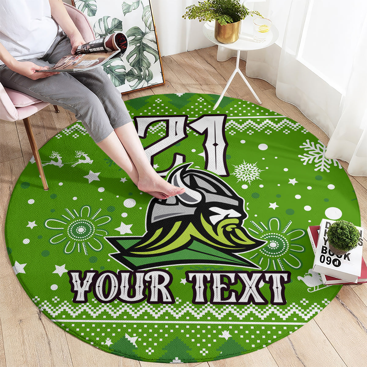 custom-raiders-rugby-round-carpet-the-mighty-green-machine-2023-christmas-vibe