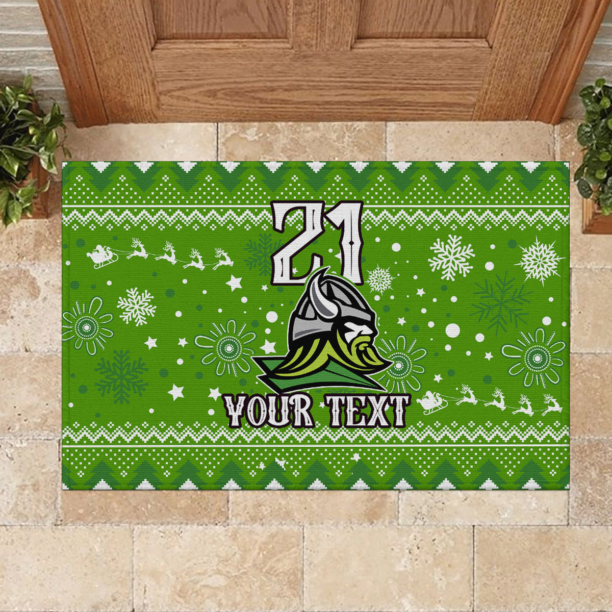 custom-raiders-rugby-rubber-doormat-the-mighty-green-machine-2023-christmas-vibe