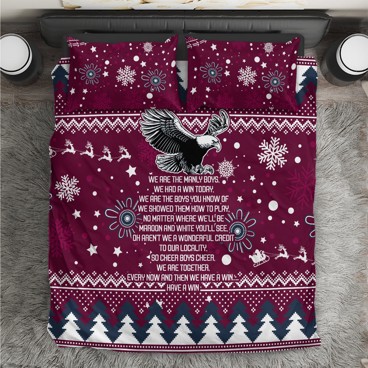 sea-eagles-rugby-bedding-set-manly-boys-victory-2023-christmas-vibe