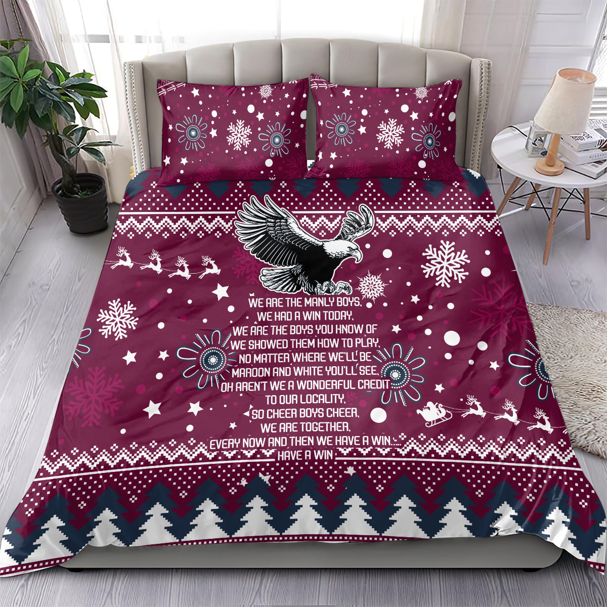sea-eagles-rugby-bedding-set-manly-boys-victory-2023-christmas-vibe