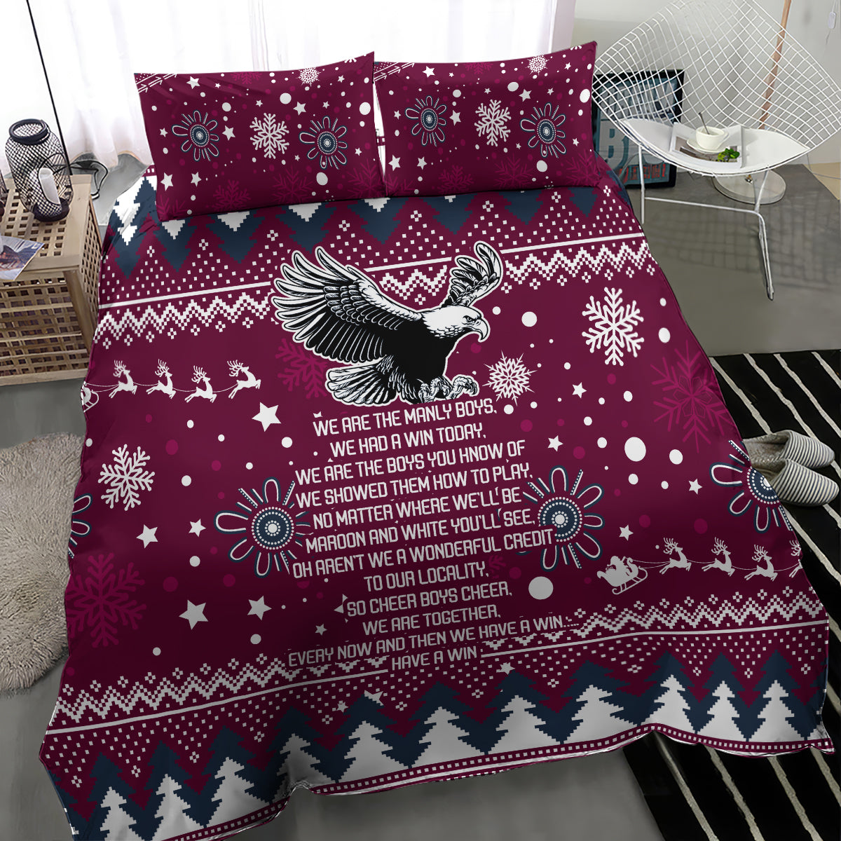 sea-eagles-rugby-bedding-set-manly-boys-victory-2023-christmas-vibe