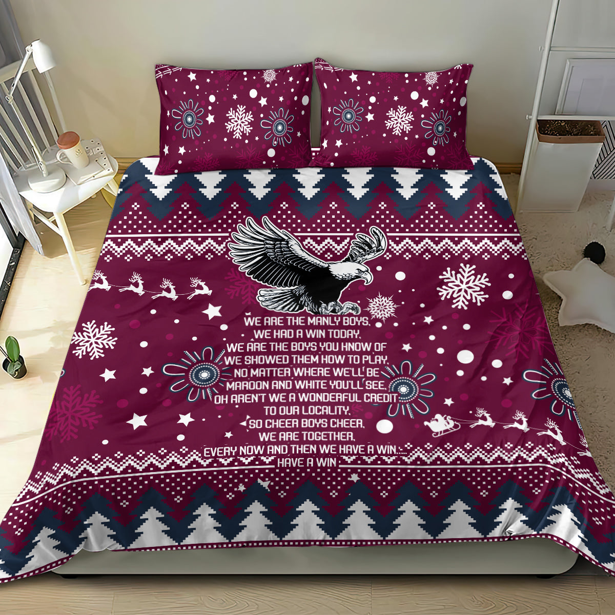 sea-eagles-rugby-bedding-set-manly-boys-victory-2023-christmas-vibe