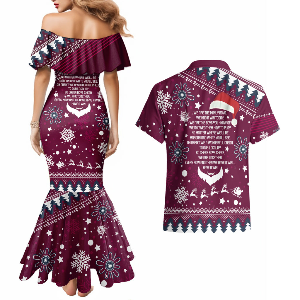 sea-eagles-rugby-couples-matching-mermaid-dress-and-hawaiian-shirt-manly-boys-victory-2023-christmas-vibe