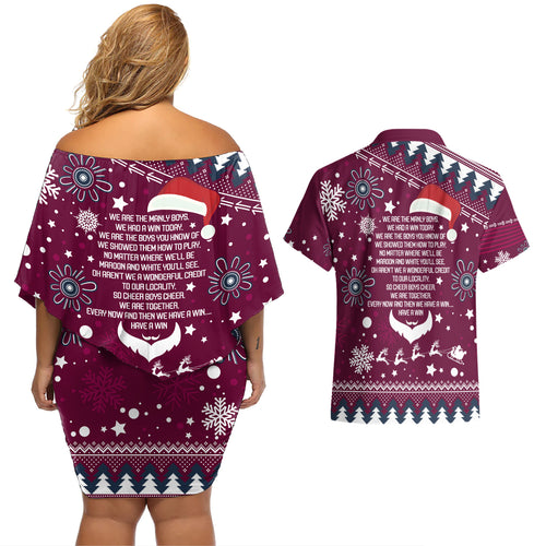 sea-eagles-rugby-couples-matching-off-shoulder-short-dress-and-hawaiian-shirt-manly-boys-victory-2023-christmas-vibe