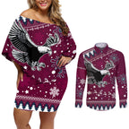 sea-eagles-rugby-couples-matching-off-shoulder-short-dress-and-long-sleeve-button-shirt-manly-boys-victory-2023-christmas-vibe