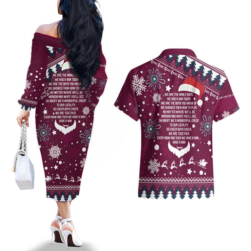 sea-eagles-rugby-couples-matching-off-the-shoulder-long-sleeve-dress-and-hawaiian-shirt-manly-boys-victory-2023-christmas-vibe