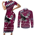 sea-eagles-rugby-couples-matching-short-sleeve-bodycon-dress-and-long-sleeve-button-shirt-manly-boys-victory-2023-christmas-vibe