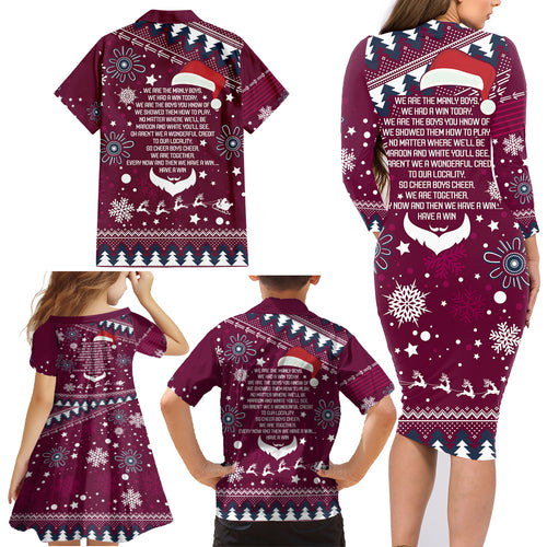 sea-eagles-rugby-family-matching-long-sleeve-bodycon-dress-and-hawaiian-shirt-manly-boys-victory-2023-christmas-vibe