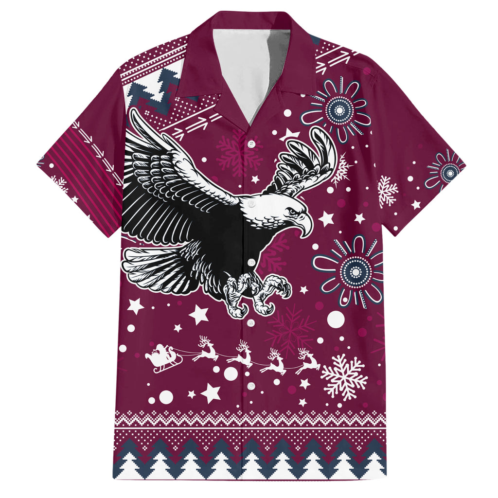 sea-eagles-rugby-family-matching-short-sleeve-bodycon-dress-and-hawaiian-shirt-manly-boys-victory-2023-christmas-vibe