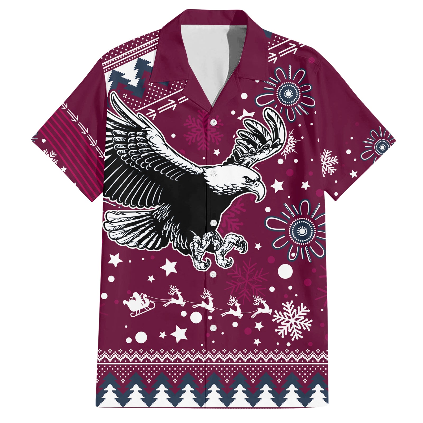 sea-eagles-rugby-family-matching-short-sleeve-bodycon-dress-and-hawaiian-shirt-manly-boys-victory-2023-christmas-vibe
