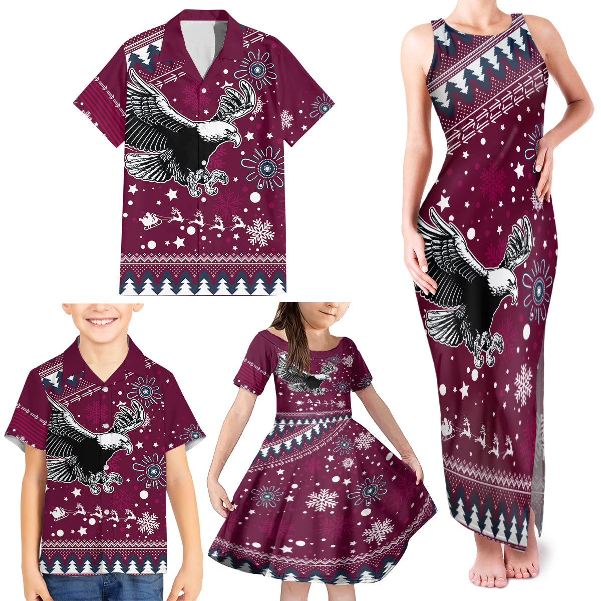 sea-eagles-rugby-family-matching-tank-maxi-dress-and-hawaiian-shirt-manly-boys-victory-2023-christmas-vibe