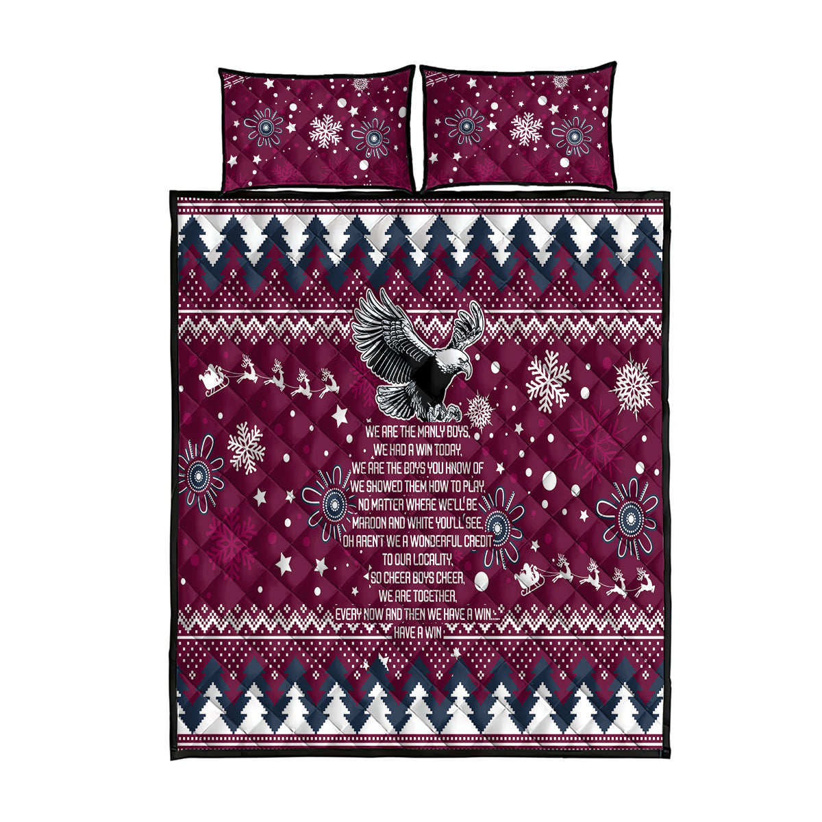 sea-eagles-rugby-quilt-bed-set-manly-boys-victory-2023-christmas-vibe
