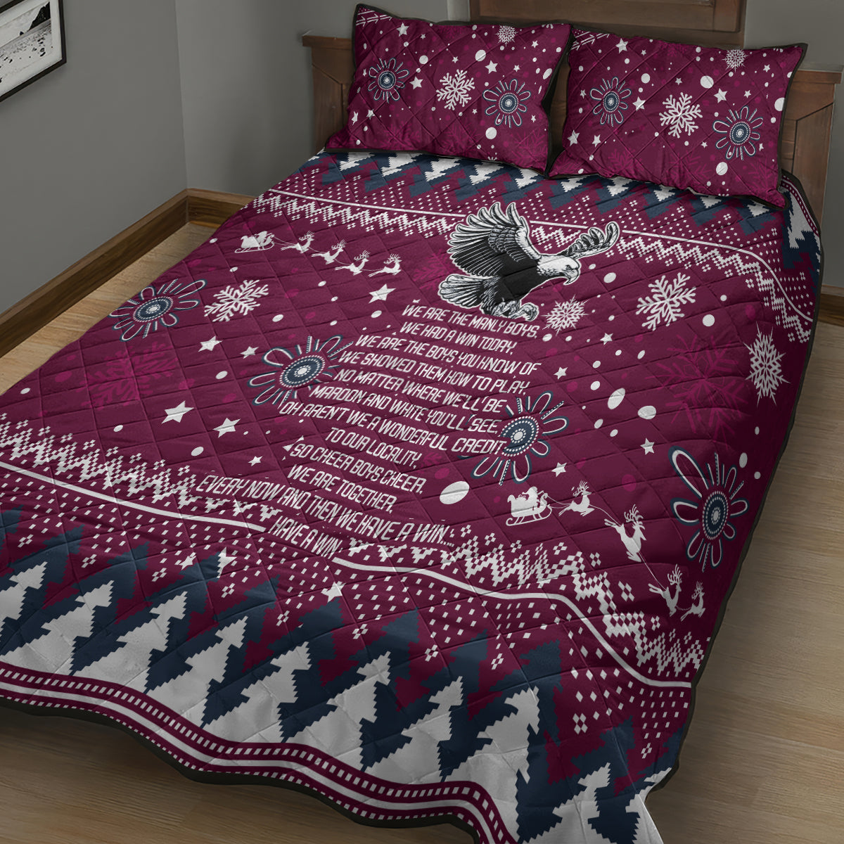sea-eagles-rugby-quilt-bed-set-manly-boys-victory-2023-christmas-vibe