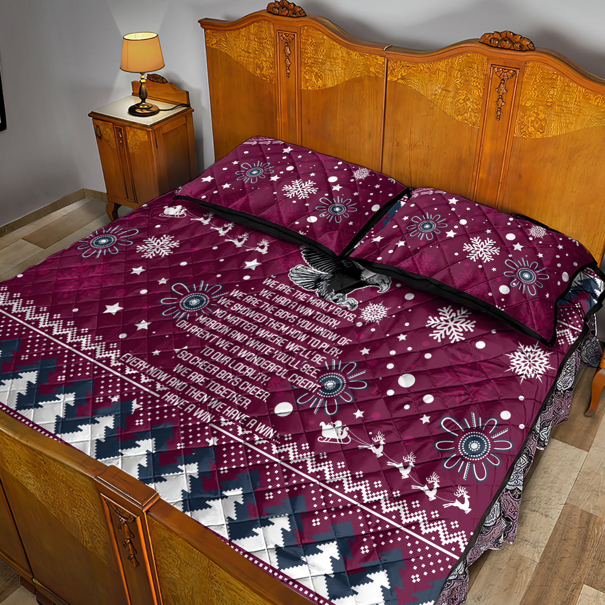 sea-eagles-rugby-quilt-bed-set-manly-boys-victory-2023-christmas-vibe