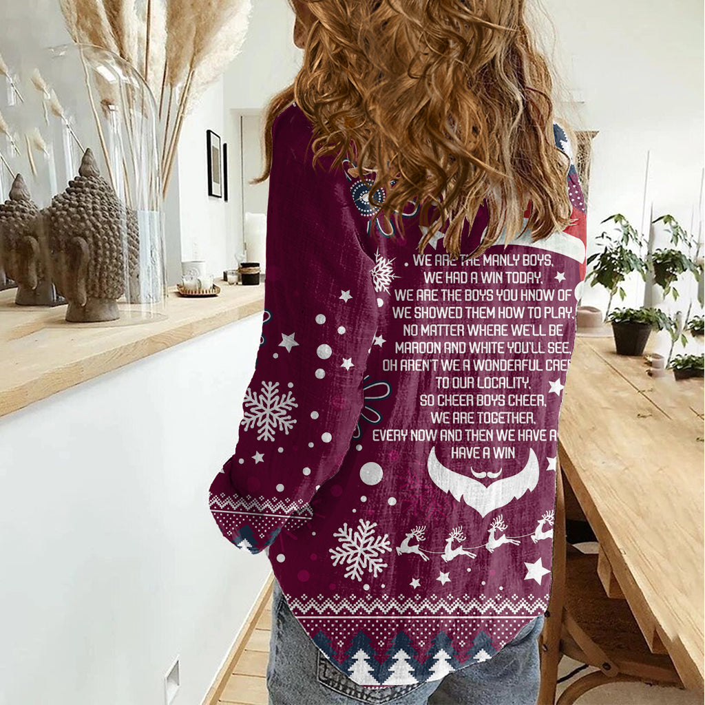 sea-eagles-rugby-women-casual-shirt-manly-boys-victory-2023-christmas-vibe