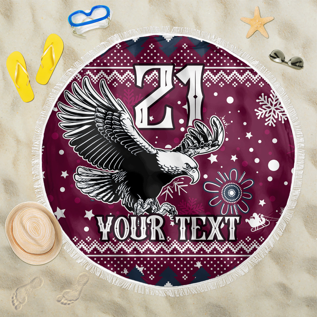 custom-sea-eagles-rugby-beach-blanket-manly-boys-victory-2023-christmas-vibe