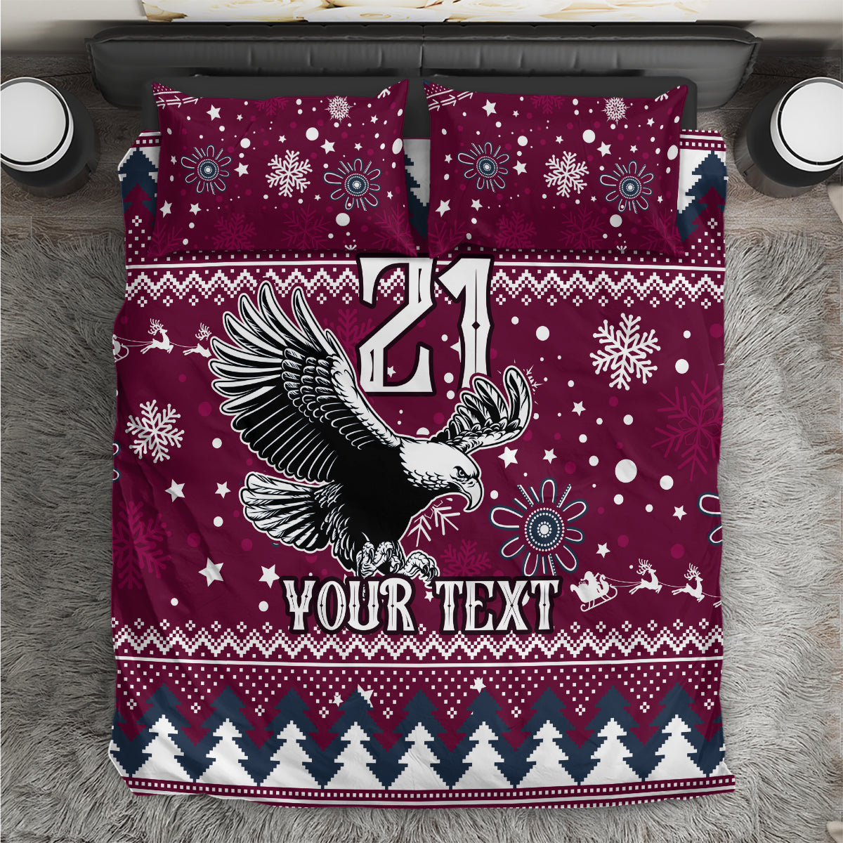 custom-sea-eagles-rugby-bedding-set-manly-boys-victory-2023-christmas-vibe