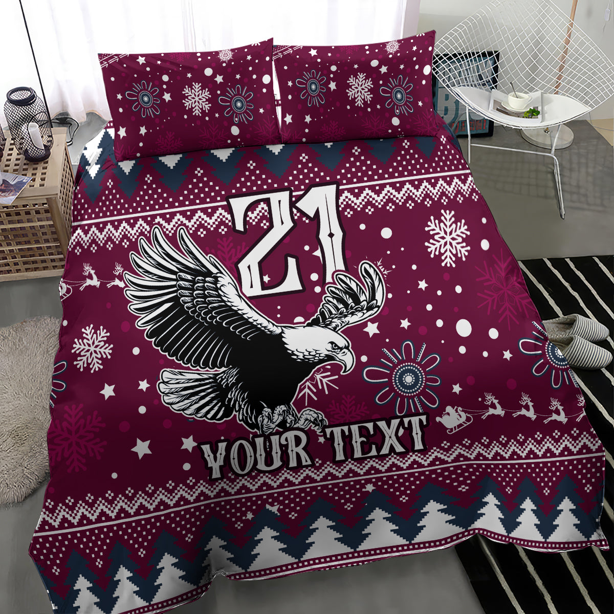 custom-sea-eagles-rugby-bedding-set-manly-boys-victory-2023-christmas-vibe
