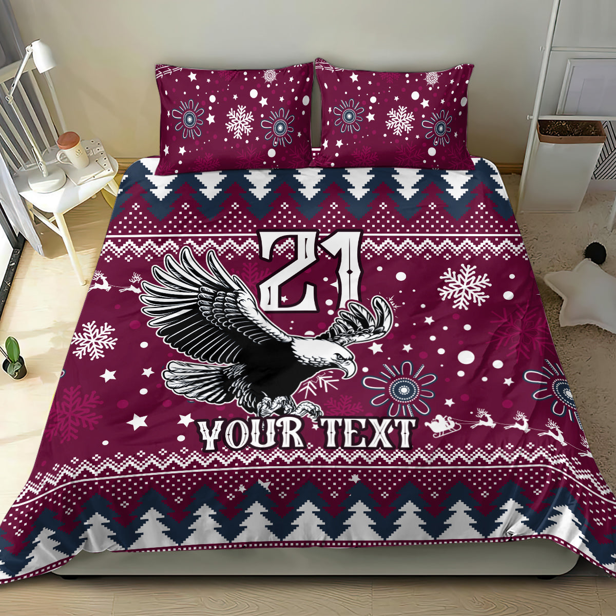 custom-sea-eagles-rugby-bedding-set-manly-boys-victory-2023-christmas-vibe