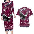 custom-sea-eagles-rugby-couples-matching-long-sleeve-bodycon-dress-and-hawaiian-shirt-manly-boys-victory-2023-christmas-vibe
