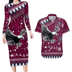 custom-sea-eagles-rugby-couples-matching-long-sleeve-bodycon-dress-and-hawaiian-shirt-manly-boys-victory-2023-christmas-vibe