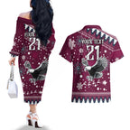custom-sea-eagles-rugby-couples-matching-off-the-shoulder-long-sleeve-dress-and-hawaiian-shirt-manly-boys-victory-2023-christmas-vibe