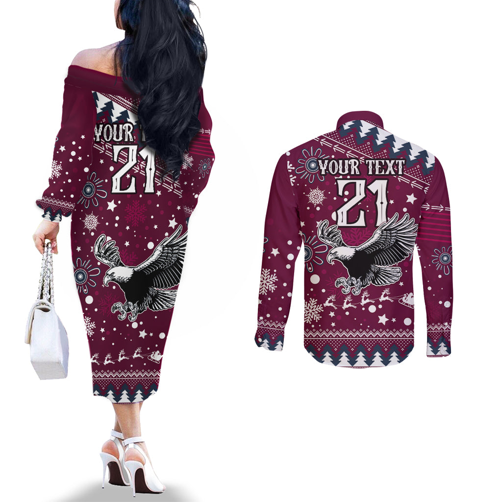 custom-sea-eagles-rugby-couples-matching-off-the-shoulder-long-sleeve-dress-and-long-sleeve-button-shirt-manly-boys-victory-2023-christmas-vibe