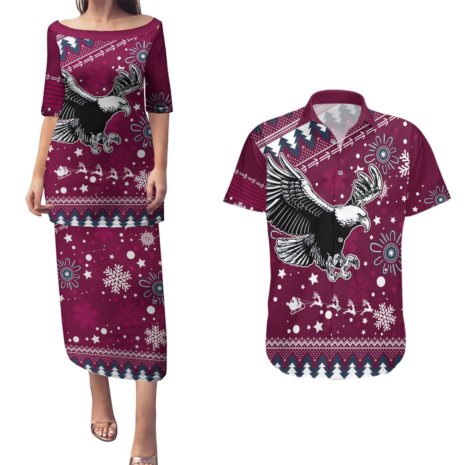 custom-sea-eagles-rugby-couples-matching-puletasi-dress-and-hawaiian-shirt-manly-boys-victory-2023-christmas-vibe