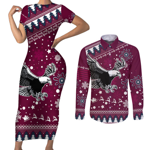 custom-sea-eagles-rugby-couples-matching-short-sleeve-bodycon-dress-and-long-sleeve-button-shirt-manly-boys-victory-2023-christmas-vibe