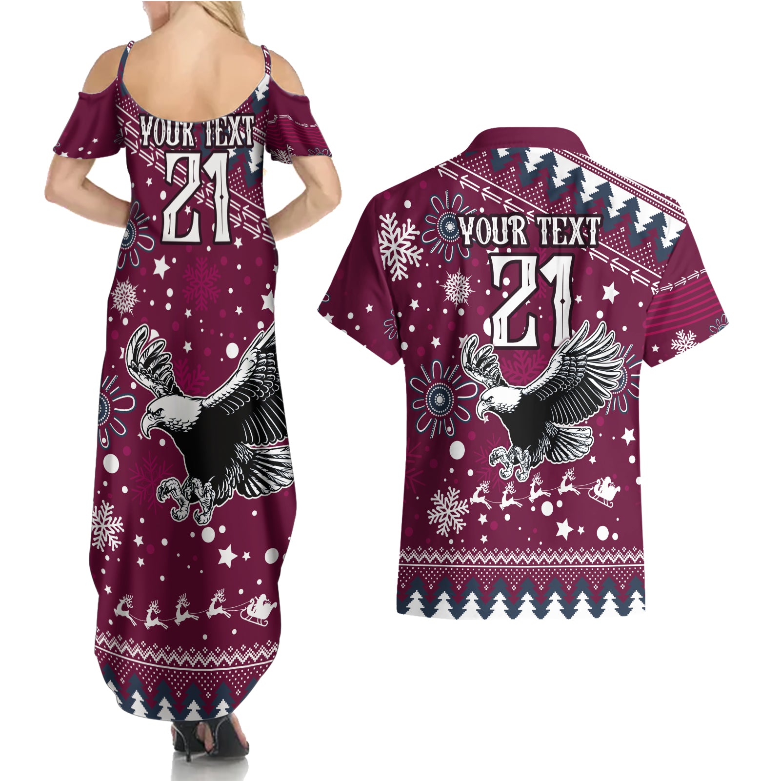 custom-sea-eagles-rugby-couples-matching-summer-maxi-dress-and-hawaiian-shirt-manly-boys-victory-2023-christmas-vibe