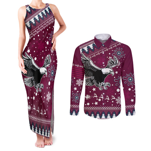 custom-sea-eagles-rugby-couples-matching-tank-maxi-dress-and-long-sleeve-button-shirt-manly-boys-victory-2023-christmas-vibe