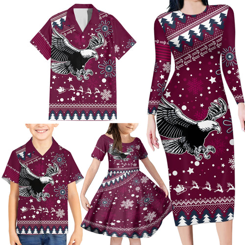 custom-sea-eagles-rugby-family-matching-long-sleeve-bodycon-dress-and-hawaiian-shirt-manly-boys-victory-2023-christmas-vibe