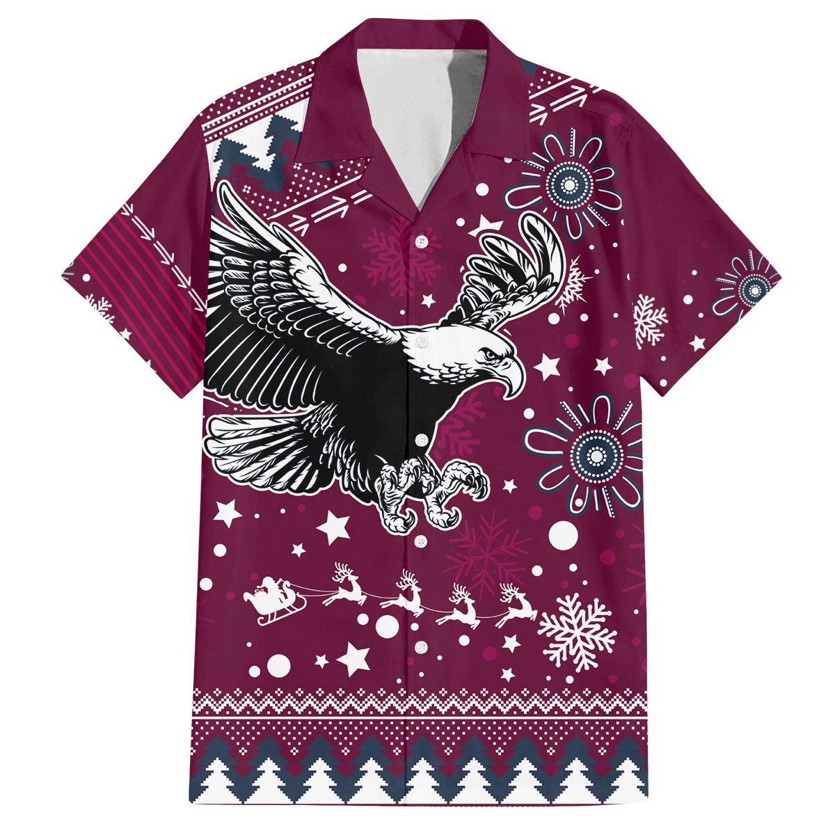 custom-sea-eagles-rugby-family-matching-long-sleeve-bodycon-dress-and-hawaiian-shirt-manly-boys-victory-2023-christmas-vibe