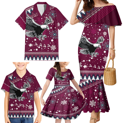 custom-sea-eagles-rugby-family-matching-mermaid-dress-and-hawaiian-shirt-manly-boys-victory-2023-christmas-vibe