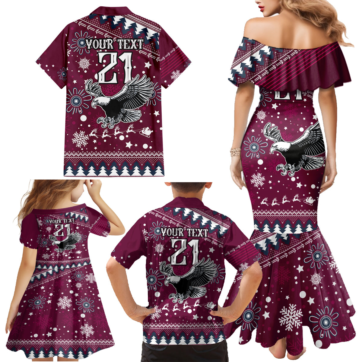 custom-sea-eagles-rugby-family-matching-mermaid-dress-and-hawaiian-shirt-manly-boys-victory-2023-christmas-vibe
