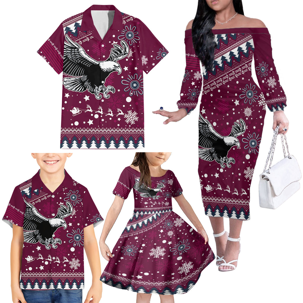 custom-sea-eagles-rugby-family-matching-off-shoulder-long-sleeve-dress-and-hawaiian-shirt-manly-boys-victory-2023-christmas-vibe