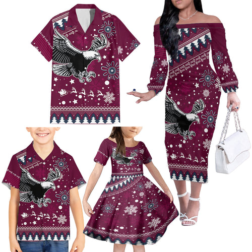 custom-sea-eagles-rugby-family-matching-off-shoulder-long-sleeve-dress-and-hawaiian-shirt-manly-boys-victory-2023-christmas-vibe