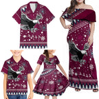custom-sea-eagles-rugby-family-matching-off-shoulder-maxi-dress-and-hawaiian-shirt-manly-boys-victory-2023-christmas-vibe